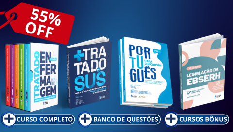 COMBO ENFERMAGEM: Livros Tratado de Enfermagem, SUS, Português e EBSERH (Brinde) + Curso Completo